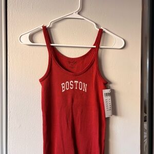Brandy Melville Red "Boston" Ribbed Tank Top
